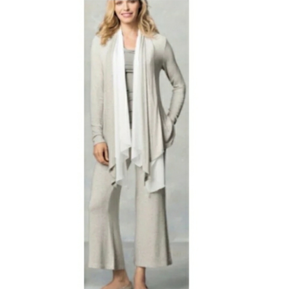 CAbi 344 Cascading Cream Grey Cardigan